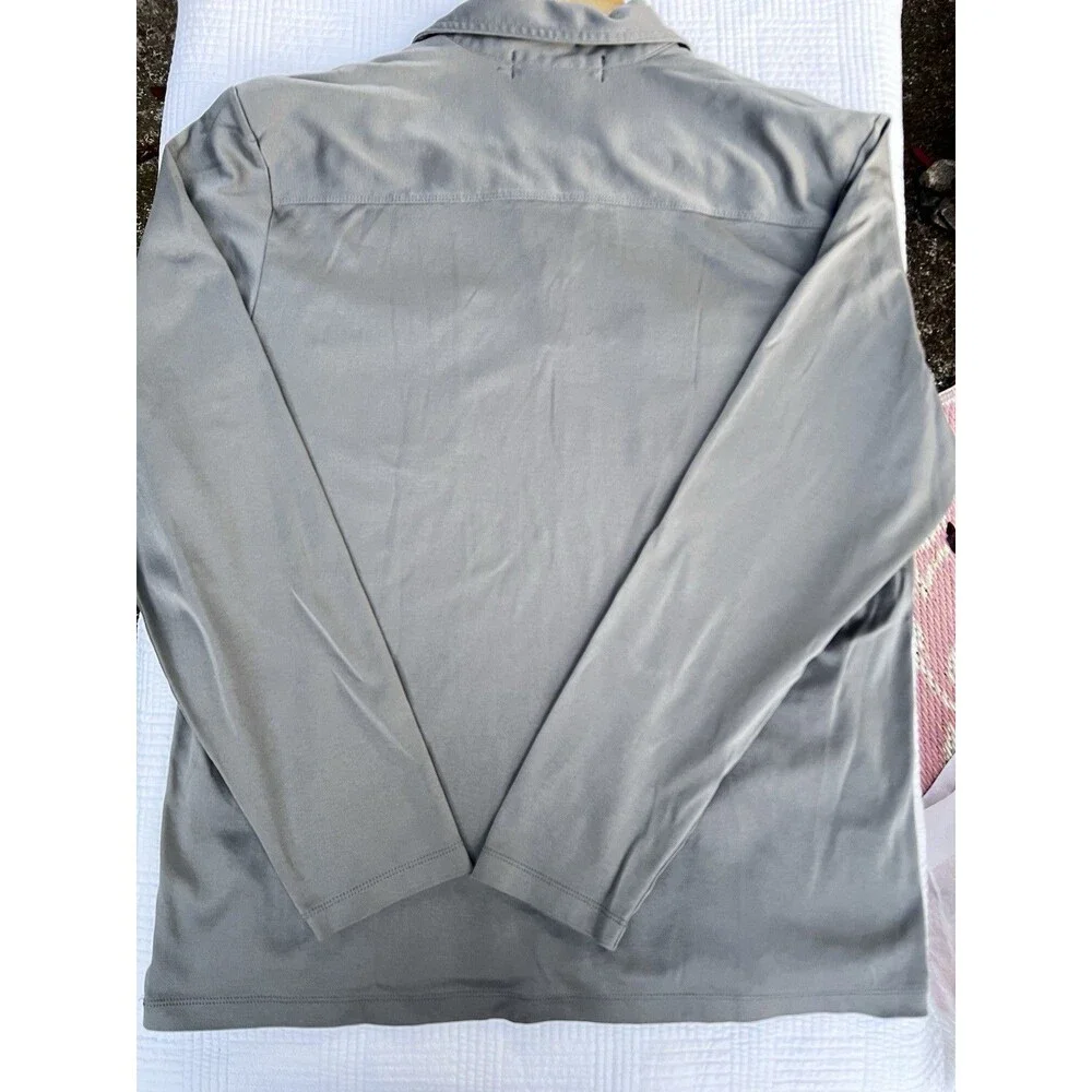 Banana Republic Gray Utility Polo Shirt Large 100% Cotton Long Sleeve Casual
